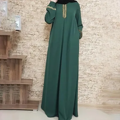 Купить Узорчатое плиссированное мусульманское платье для женщин Платье с  длинным рукавом Одежда больших размеров Турецкие платья Дубай Абая Кафтан  Абая Исламское платье | Joom