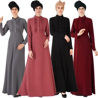 Женское весеннее мусульманское платье ZANZEA, абайя, кафтан с круглым  вырезом и длинными рукавами, однотонные халаты с оборками, Модные  Повседневные Элегантные исламские платья | AliExpress