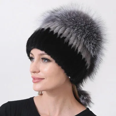 Купить SOMALER зимние женские шапки из норки, чепчики из натурального  пушистого меха лисы, модные меховые хвосты на спине, женские шапки из  России | Joom