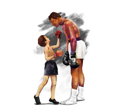 Али, бокс, ребенок, рисунок, Мухаммад Али, белый, HD обои | Пикпикселей
