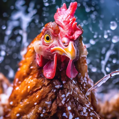 Мокрая курица, гипердетализация ,…» — создано в Шедевруме
