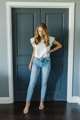 Premium Denim High Waisted Mom Jeans in Distressed Light Mid-Wash - Grace  and Lace