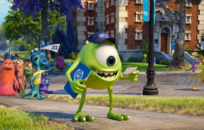 Обои дорога, мультфильм, студенты, Академия монстров, Monsters University,  Inc., Корпорация монстров, Университет монстров, Monsters, кампус картинки  на рабочий стол, раздел фильмы - скачать