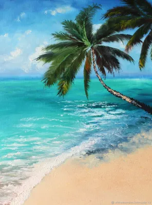 Картина Тропический пляж Картина Море Океан Пальмы – заказать на Ярмарке  Мастеров – LTTW0RU | Картины, Санкт-Петербург