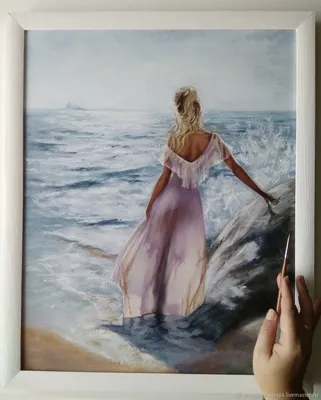 Картина маслом Девушка у моря – заказать на Ярмарке Мастеров – M65C6RU |  Картины, Чехов
