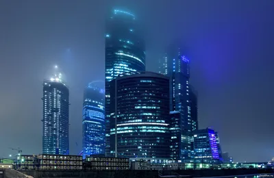 Скачать обои ночь, огни, туман, москва, город разрешение 2462x1600 #42522