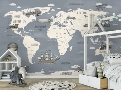 Фотообои «Ретро карта мира» - купить в Москве, цена в Интернет-магазине Обои  3D