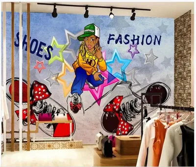 3d фото обои на заказ, модная роспись вручную, крутые Мультяшные ретро  украшения для обувного магазина, обои для стен гостиной 3 d | AliExpress