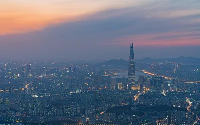 Сеул, Южная Корея, вид с высоты птичьего полета Обои 2560x1600 WQXGA
