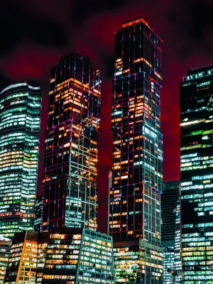 Москва-Сити, небоскребы, ночь Обои 1620x2160 iPad 10.2 (2019) 7