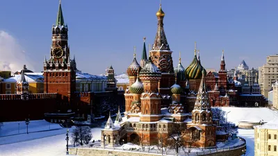 Скачать обои снег, зима, москва, кремль, красная площадь разрешение  1920x1080 #42427