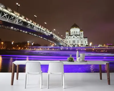 Настенная 3d Роспись papel de parede, мосты, Москвы, России, ночное время,  обои для ресторана, гостиной, бара, телевизора, дивана, кухни | AliExpress