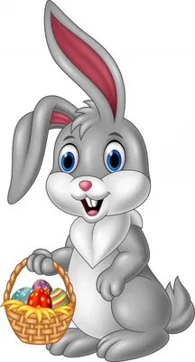 Мультяшный кролик, держащий пасхальную корзину | Премиум векторы | Кролик,  Нарисовать лица, Детские картинки