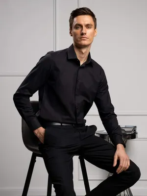 Рубашка мужская Cassa Marina ChambrayR. черная XS - купить в Москве, цены  на Мегамаркет