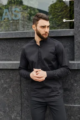 Рубашка мужская с длинным рукавом черная BW 54444423 (ID#1410408148), цена:  699 ₴, купить на Prom.ua