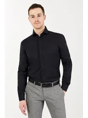 Рубашка черная с лайкрой , ткань фактурная купить в Минске в магазине Galano