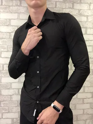 Черная мужская рубашка, зауженная — цена 150 грн в каталоге Рубашки ✓  Купить мужские вещи по доступной цене на Шафе | Украина #71932798