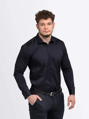 Рубашка мужская Simple RH черная 52 RU - купить в Москве, цены на Мегамаркет