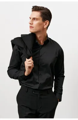 Рубашка мужская Simple RH черная 52 RU - купить в Москве, цены на Мегамаркет