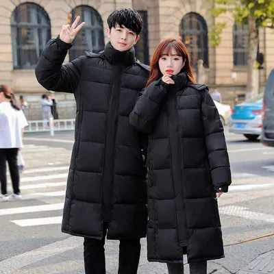 Купить Куртка на хлопковой подкладке. Мужская и женская корейская свободная  куртка на хлопковой подкладке для пар зимой, длинная стеганая куртка,  утолщенный прилив. | Joom