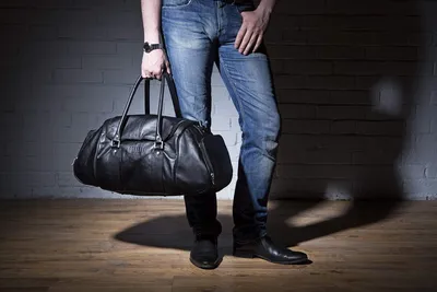 Холщовые кожаные мужские дорожные сумки для переноски чемоданов Мужские  дорожные сумки Сумка для путешествий (черный)