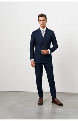Мужской классический однотонный костюм стрейчевый синего цвета пиджак и  штаны (ID#1653922757), цена: 2489 ₴, купить на Prom.ua