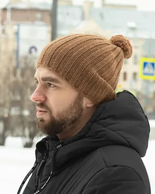 Мужская шапка из верблюжьей шерсти с помпоном | Купить в Москве
