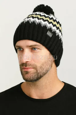 Мужская шапка с помпоном зимняя (черный) в Москве – цены в интернет  магазине «Paola Belleza»