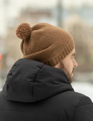 Вязаная шапка из шерсти верблюда с помпоном | Купить в Москве, СПб