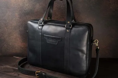 Купить черную мужскую сумку из натуральной кожи PRESTIGE в  интернет-магазине GINZO с доставкой по Москве и России