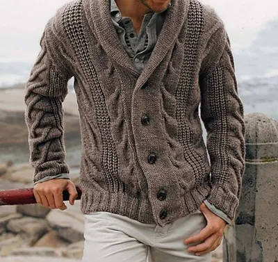 Зимний мужской свитер с горлом шерстяной с узорами Цена: 12.900 ₽