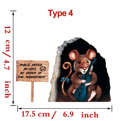 Купить Украшение дома, настенное искусство, мультяшные наклейки с  изображением мыши, 3D настенная роспись с отверстиями, наклейки с забавными  мышами | Joom