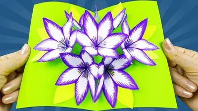 3D magic Postcard on 8 March with flowers this DIY Postcards of paper with  their hands - YouTube