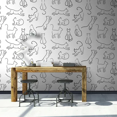 ᐉ Фотообои виниловые Art Murals Графичные коты на белом фоне 380х250 см