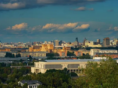 Москва-сити на фоне заката | Премиум Фото