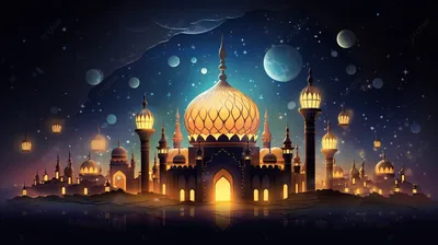 Рамадан Карим Поздравительные Открытки Дизайн Золотые Висячие Фонари  Рамадана Исламский Праздник Арабский Фон — стоковая векторная графика и  другие изображения на тему Ramadan Kareem - iStock