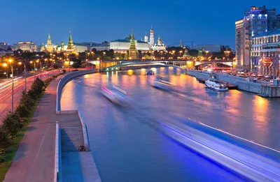 Обои для рабочего стола Москва Россия Пречистенская набережная река