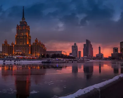 Картинки город, москва, зима, река, набережная - обои 1280x1024, картинка  №279000