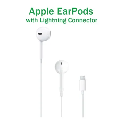 Apple iPhone Lightning Jack Wired EarPods with mic (High Bass, In-Ear, –  MobGears.com