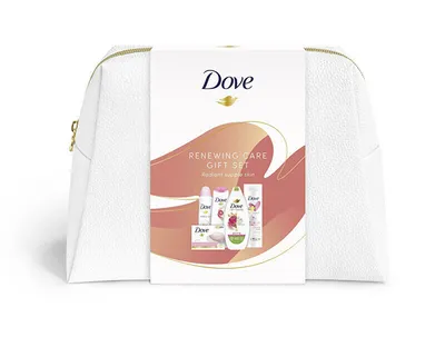 Косметический подарочный набор для женщин Dove Body care с экстрактами  цветков лотоса и рисовой водой: гель для душа 250 мл + лосьон для тела 225  мл + шампунь для окрашенных волос Color Care 250 мл + антиперспирант 150 мл  + ...