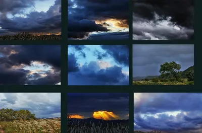 Фото неба и шторма. 9 кадров с мрачными стоковыми облаками