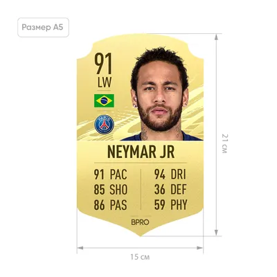 Купить Футбольная карточка Неймар Neymar FIFA ULTIMATE TEAM (FUT) A5  (15x21см), цена 199 грн — Prom.ua (ID#1256084677)