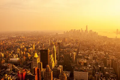 Картинки Нью-Йорк Манхэттен штаты мегаполиса Рассветы и закаты