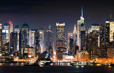 Обои ночь, город, Нью-Йорк, new york, Манхэттан картинки на рабочий стол,  раздел город - скачать