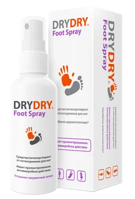 Купить Средство от потовыделения ног Фут Спрей, 100 мл Dry Dry Foot Spray:  цена и отзывы - Уход за ногами - Центр Здоровья Кожи