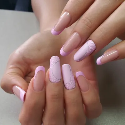 Ногти нежно розового цвета френч (63 фото)