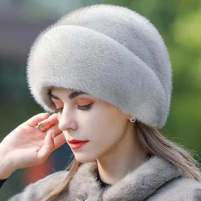 Купить Норковая шапка, женская зимняя новая утолщенная и теплая норковая  шапка из цельного норки для мам среднего и пожилого возраста, универсальная  меховая шапка | Joom