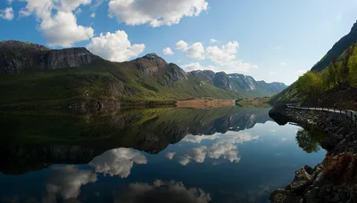Фото Норвегия Forsand Горы Природа Озеро отражении облачно