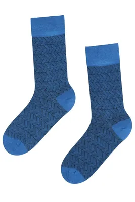 Мужские костюмные носки тёмно-синего цвета из вискозы с зигзагообразным  полосатым узором PIOPPI, 40-45 цена | pigu.lt