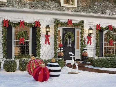 Новогоднее оформление фасада загородного дома своими руками: советы и идеи  украшения дома снаружи к Новому году